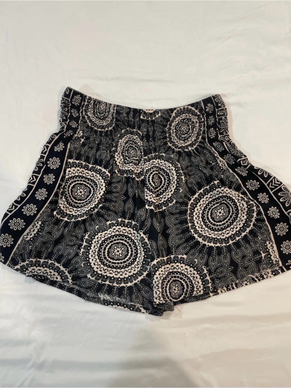 High-Waist Black & White Printed Women's Shorts